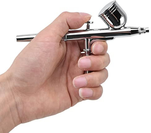 Airbrush Kit, Air Brush Gun Small Paint Spray Pen Stainless Steel Dual Action Air Brush Kit for Nail Art Makeup Model Painting Barber