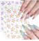 LOZTBUE Stickers ongles avec fleurs de lys Stickers ongles autocollants fleurs 3D Stickers ongles avec fleurs vertes, violettes et roses Stickers ongles avec fleurs de lys Stickers ongles avec fleurs