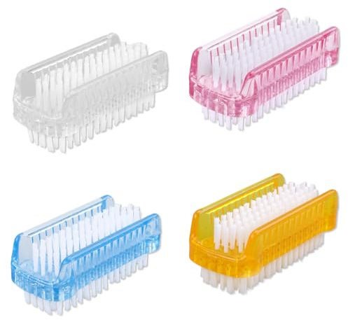 4pcs Nail Brush for Cleaning Fingernails, Two Sided Finger Nail Scrub Brush Soft & Stiff Nylon Bristles Nail Scrubber Brush Cleaner for Hand Under Nails Toes
