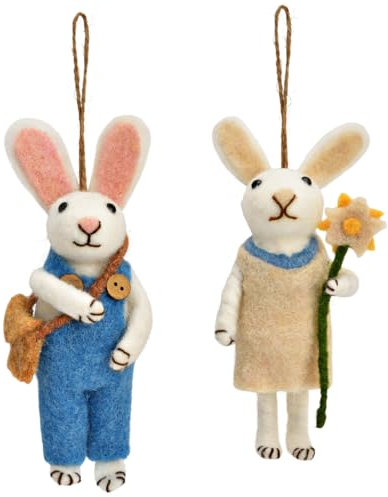 Hänger Ostern Hase Hasenpaar aus Filz (2er Set) H:15 cm - Osterdeko, Geschenkanhänger Ostern, Frühlingsdeko, Osterhase