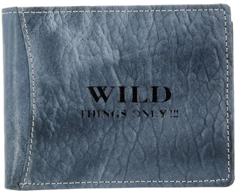 WILD THINGS ONLY !!! - Herren Geldbörse Echt-Leder Portmonee Antik Optik Used Look Groß viele Fächer - Grau