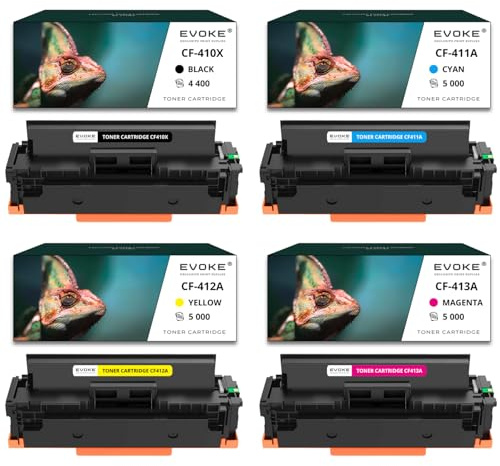 Tonerkartuschen für HP CF410X-CF413X CMYK, 4400 Seiten, Schwarz + 5000 Seiten, jede Farbe, CF-410X / CRG-046, kompatibel mit M452dn M452dw M477fdn, 4 Stück