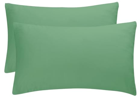 MIKI WELL Pillow Cases 2 Pack - Green Standard 50x75 cm Pillowcases Set of 2, Soft Microfiber Pillow Cover with Envelope Closure