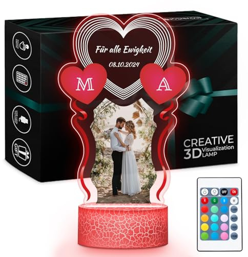 Maverton LED Lichtlampe, Hochzeitsgeschenke für Brautpaar, Deko Wohnzimmer | Digitaler Bilderrahmen mit USB-Kabel, Geschenk Hochzeit, Jahrestag Geschenk, Personalisierte Geschenke für Paare