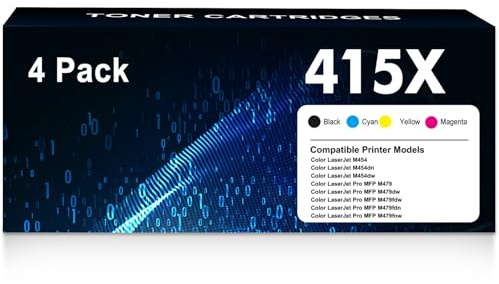 415X MFP M479dw M479fnw Toner Set Kompatibel für HP 415X 415A Multipack | Kompatibel für HP Color LaserJet Pro MFP M479dw M479fdw M479fnw M479fdn M454dw M454dn M479 W2030X W2031X W2032X W2033X 4-Pack