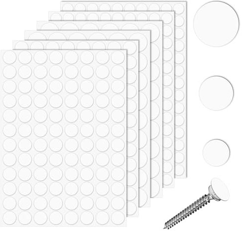 Nogeqi Lot de 290 capuchons blancs pour vis - 12 mm/15 mm/21 mm - Autocollants - Cache-vis blancs - Pour trous de perçage, meubles, bureaux, armoires et murs