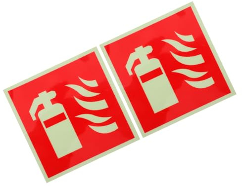Veemoon 2 Pièces Autocollants de Incendie Phosphorescents Étiquettes Extincteur Auto Adhésives pour Urgence Itinéraires