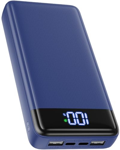 Batterie Externe 26800mAh, 22.5W Power Bank, Batterie Portable USB C Input & Output PD3.0 QC4.0 Charge Rapide Chargeur Portable avec Affichage LCD Compatible avec 16 15 14 13 Tablettes etc.(Bleu)