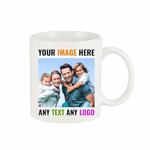 Personalised Mug with Photo & Text | Custom Coffee Cup with Large Ear Handle | Personalised Gift for Women and Men | 11oz Novelty Mug for Tea & Beverages