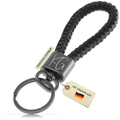 Flanacom Schlüsselanhänger Personalisiert mit beidseitiger Gravur Geschenke für Ihn Freundin Frau Freitext und verschiedene Symbole möglich 12.3 x 3.4 x 0,2 cm