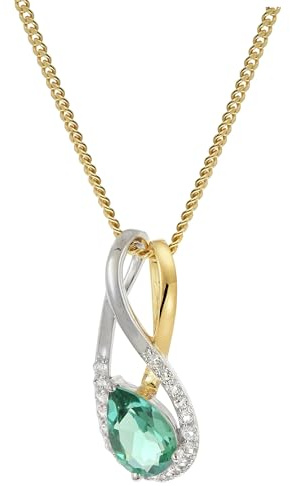 trendor Damen Gold Anhänger 333/8K Bicolor mit vergoldeter Silberkette | modisches Schmuckstück für Frauen, zauberhafte Geschenkidee,