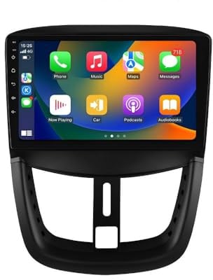 Android 14 9-Zoll-Autoradio für Peugeot 207 207CC (2006-2015) 4-Kern 2GB & 64GB Speicher, unterstützt kabelloses Carplay/Android Auto, Lenkradsteuerung, WLAN/4G, FM