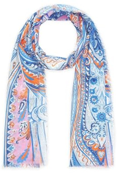 CODELLO PRINTED SCARF COTTON PAISLEY blau-5