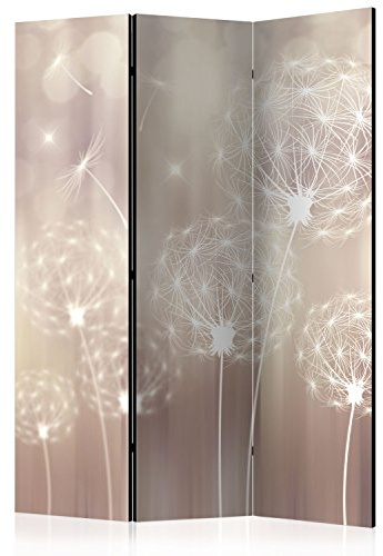 RAUMTEILER/PARAVENT B&D XXL - Pusteblume Abstrakt, 135x172 cm, 3-teilig | Mobiler Sichtschutz, sofort einsatzbereit, Holzrahmen, ideal fürs Wohnzimmer oder Büro, geruchsneutral, lichtbeständig