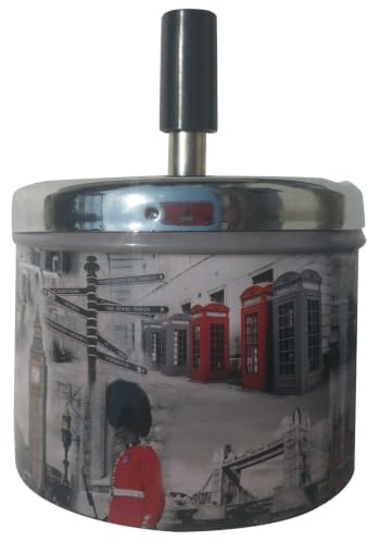Condello Casa Zigaretten-Aschenbecher mit Deckel,Zigarre Drehaschenbecher Rotary,Windaschenbecher,Sturmaschenbecher Metall,Tischaschenbecher Tisch Ascher Ashtray für Zuhause Büro Auto,Drinnen Draußen