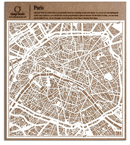 Paris Scherenschnitt Karte, Weiß 30x30 cm Papierkunst