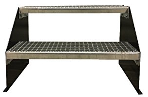 Freistehende Standtreppe Stahltreppe 2 Stufen/Breite 70cm Höhe 42cm Schwarz/Stabile Industrietreppe für den Außenbereich