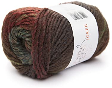 ggh Joker - Schurwolle Mischung - 50g Wolle zum Stricken oder Häkeln - Dicke Wolle mit Farbverlauf - Farbe 017 - Braunrot-Oliv meliert