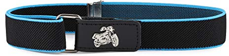 Ladeheid Jungen Gürtel Elastik-Gürtel 1-6 Jahre 34-65 cm P15S (Schwarz/Türkis/Motorrad)