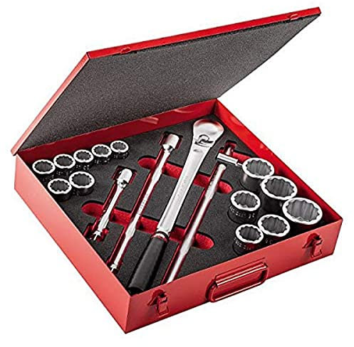 USAG U06120018 612 3/4 PB Cassetta Bussole, ‎Rosso, Set 17 pezzi 612 3/4 PB