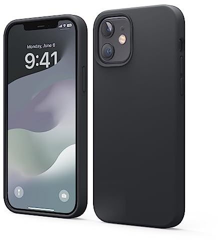 elago Coque Silicone Liquide Compatible avec iPhone 12 et Compatible avec iPhone 12 Pro (6,1”) Case en Silicone Premium, Étui Protection Complète, Cover Antichoc à 3 Structure (Noir)