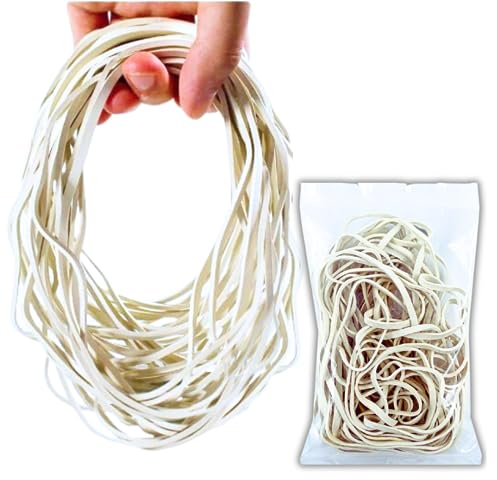 Yosogo 120 Pcs Extra Large 8 Inch Big Postal Rubber Band - White Color Heavy Duty Elastic Biodegradable Natural Rubber Bands Pack of