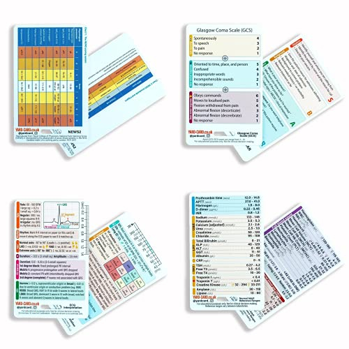 YardCard - Medical Reference Card Set: ECG, Blood Test Ranges, Glasgow Scale, SBAR, & NEWS2 | Ideal for Medical & Nursing Students, Paramedics