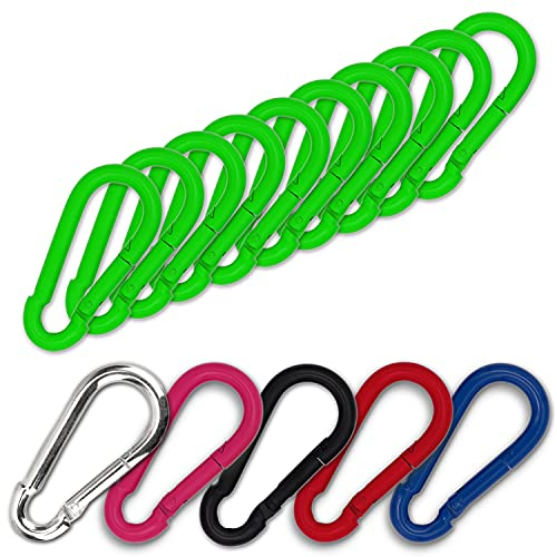C.P.Sports 10x Karabinerhaken 80mm x 8mm | Stahl verzinkt, belastbar bis 250kg | robuste Karabiner Haken für Sport, Camping, Outdoor, Hobby, Freizeit oder Schlüsselanhänger | 10er Pack GRÜN