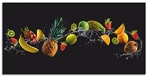 ARTland Spritzschutz Küchenrückwand aus Alu für Küche Herd Spüle 110x55 cm (BxH) viele weitere Größen Design Obst Früchte Schwarz U1TG