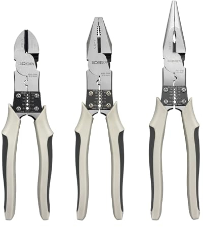 BOOSDEN 3 Pcs Multi Tool Pliers, Linesman Plier, Diagonal Cutters Wire Cutters, Needle Nose Pliers with Portable Tools Belt Holsters