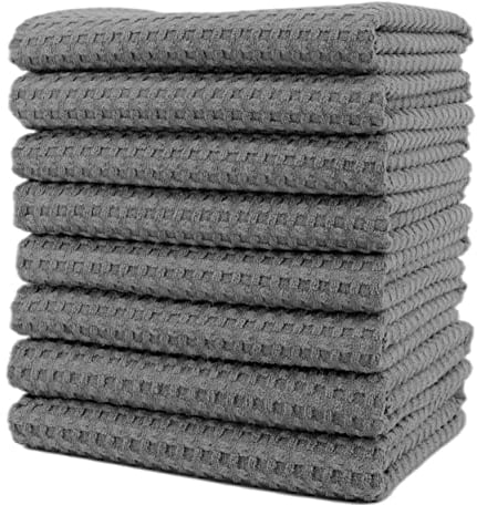 Polyte - Premium-Geschirrtücher aus Mikrofaser - Waffelstruktur - 8 Stück (Grau, 40x71 cm)