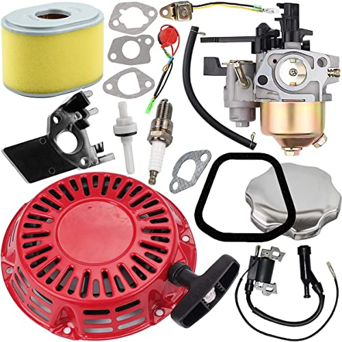 ZAMDOE GX160 Vergaser-Kit für Honda GX140 GX 160 GX200 GX168 GX120 5HP 5.5PS 6.5PS 212cc Motor, mit Rückstoßstarter Luftfilter Zündkerze Zündspule Dichtung