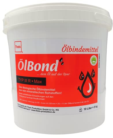 ThEis 10L Eimer Ölbindemittel Typ 3 R Max Ölbinder ÖlBond stark saugend - wiederverschließbarer Eimer - rein ökologisch & geruchsbindend - Made in Germany (MAX, 10L)