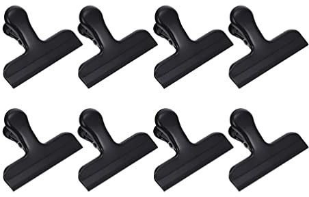 POPETPOP Large Bull Paper Clips, 8 Pack 3 Inch Metal Binder Paper Clip Thickened Clamps for Food Bags, Pictures Photos, Art Crafts, Home Office (Black)