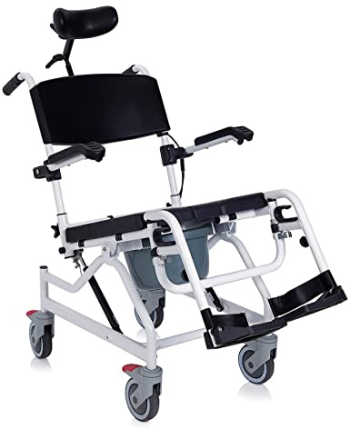 Silla cómoda para inodoro y ducha sobre ruedas Relleno de poliuretano basculante asiento de 40 cm Art. RS844-40