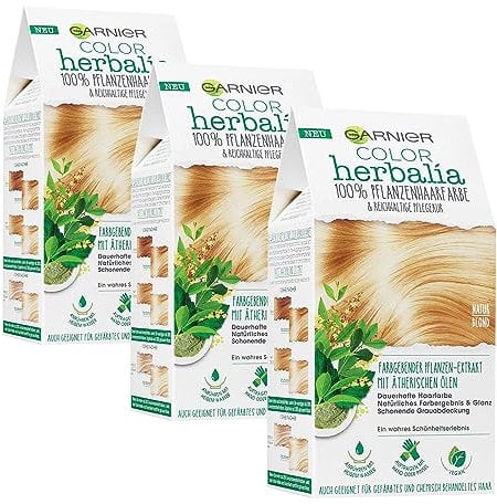 3x Garnier Color Herbalia Natur Blond 100% Pflanzlich Dauerhafte Haarfarbe Vegan