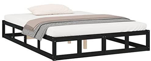 vidaXL Massivholzbett Bettgestell Bett Holzbett Doppelbett Bettrahmen Lattenrost Schlafzimmerbett Schlafzimmermöbel Schwarz 120x200cm