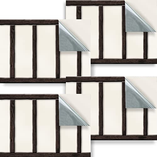 Stick & Go Repositionable Self Adhesive Dolls House Wallpaper 1:24 Scale (Set of 4 Sheets) - Wall And Beams 1 - No. 206
