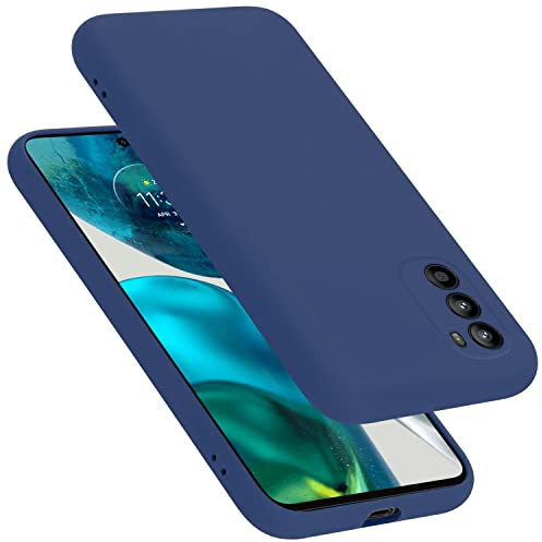 Cadorabo Hülle kompatibel mit Motorola Moto G52 4G / G82 5G Hülle Silikon Handyhülle für Moto G52 4G / G82 5G Case aus flüssigem Silikon- Kratzfeste und stoßfeste dünne TPU Schutzhülle - Liquid BLAU