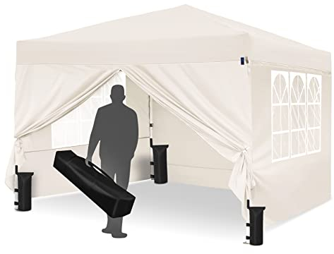 Leadyeah Pavillon Faltpavillon 3x3m, Gartenpavillon mit 4 Seitenwänden, Stabiler Pavillon mit UV-Schutz 50+, Gartenzelt für Gartenpartys, Khaki
