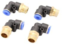 Pneumatik Winkel Steckverschraubung 90° 1/4 auf 6mm, 4 Stück Push In Druckluftanschluß Steckanschluss (R 1/4 - 6mm)