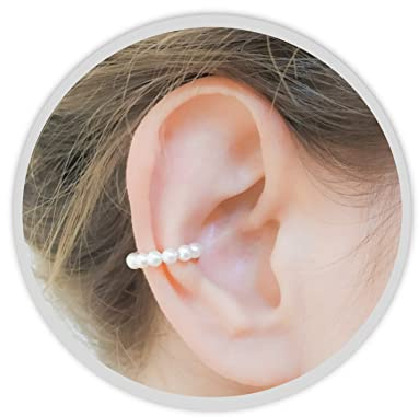 Ohr Manschette Ohrring - Perlen Ohrring Manschette - Clip On Piercing - Muschel Manschette 10mm