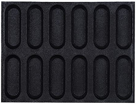 RAKUTE HUANGXING - 12 Cavity Baguette Silicone Moule Ovale Pain Moule Hot Dog Bun Forme Fibre De Verre Antiadhésif Ustensiles De Cuisson Pâtisserie Outils De Cuisson