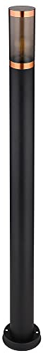GLOBO Wegeleuchte Pollerleuchte außen Gartenlampen schwarz IP44, Standleuchte Terrasse Balkon, Edelstahl Kupfer rauchfarben, 1x E27 Fassung, DxH 12,7x110cm