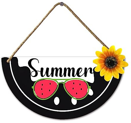 Horienteeon Watermelon Welcome Door Sign Summer Farmhouse Wooden Front Door Hanger Summer Gift Ideas For Parents, Friends, Teachers Farmhouse Porch Decor 11x5.5inch