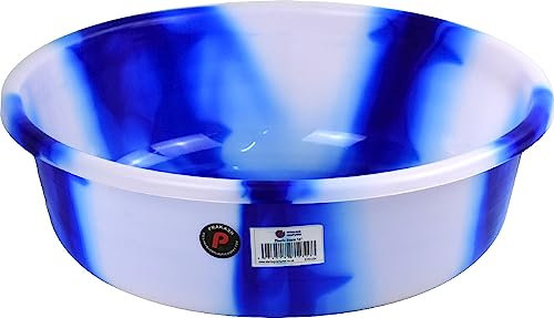 Tie-Dye Colour Plastic Round Wash Basin (Blue, 8L 14 Approx)