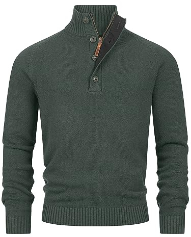 Indicode Uomini INIsalu Pullover | Maglione con Collo Alto in 80% Cotone Army M