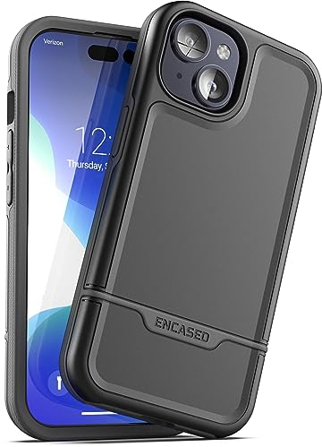 ENCASED Rebel Designed for iPhone 15 Phone Case, Protective Heavy Duty Cover (Black)