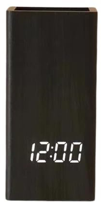 Pawlickio Pot à crayons Horloge LED Horloge électronique Porte stylo de bureau papeterie pour étudiants Horloge électronique contrôlée par la voix B