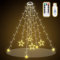 SALCAR 2m Christbaumbeleuchtung mit Ring, Sterne Lichterkette Weihnachtsbaum mit Fernbedienung und 9 Modi, LED Tannenbaum Überwurflichterkette, Warmweiß